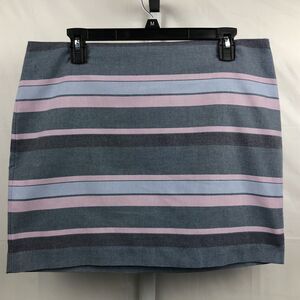 Gap Pencil Skirt Women 10 Purple Multi Stripe Fully Lined Stretch Cotton Blend